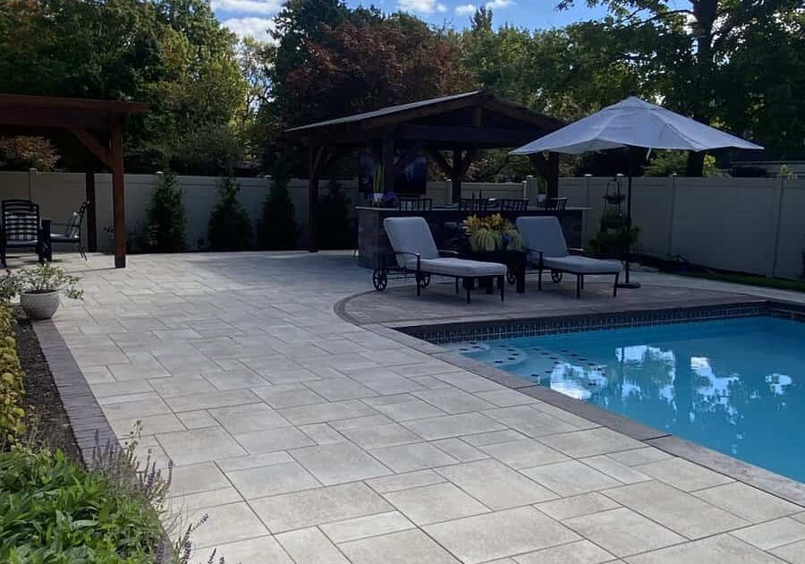Surround your pool with elegance and safety using our in-ground pool deck pavers, combining style and slip-resistant functionality. 