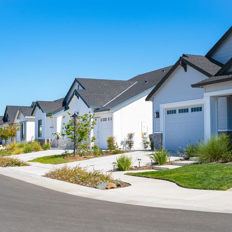 Row of single story suburban homes